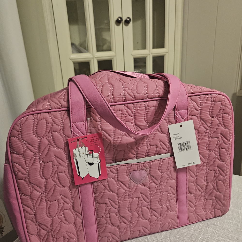 Betsey Johnson Pink Quilted Travel Bag